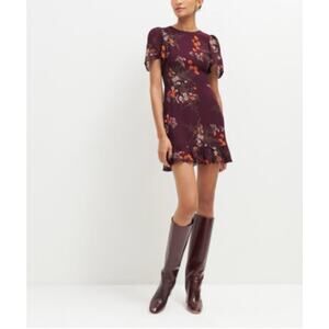 Reformation Beesley Dress Ruffle Mini Floral Boho Wedding Guest USA Size 2 New